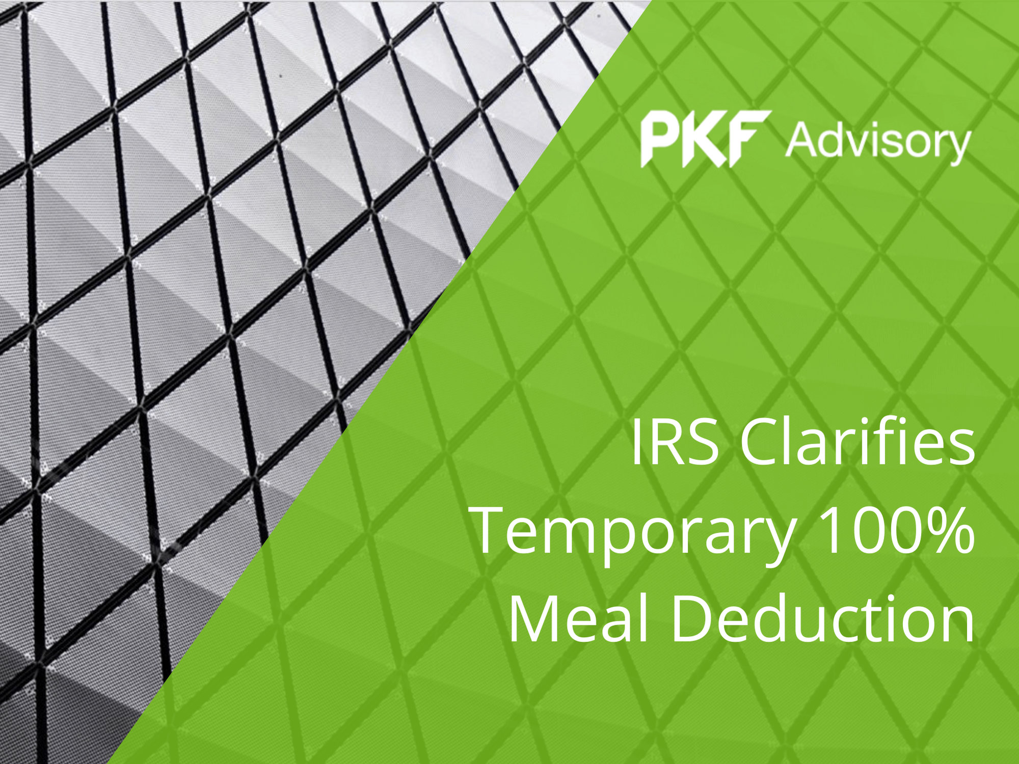 IRS Clarifies Temporary 100 Meal Deduction PKF Mueller